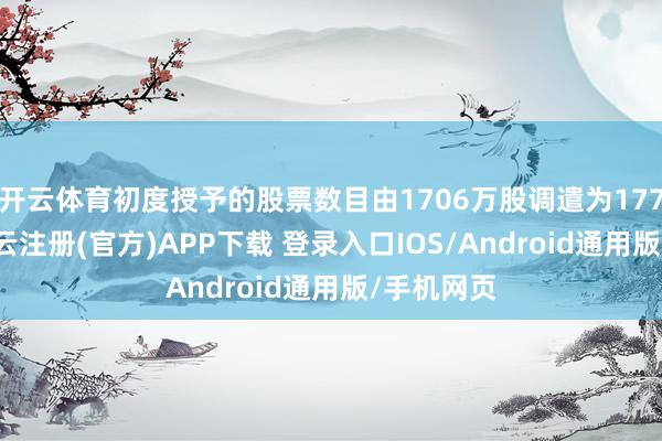 开云体育初度授予的股票数目由1706万股调遣为1774万股-开云注册(官方)APP下载 登录入口IOS/Android通用版/手机网页